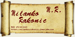 Milanko Rakonić vizit kartica